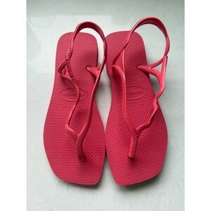 NWT Havianas Soliel Sandals Square Toe Womens Sling Back Pink Size 6 Beach Pool